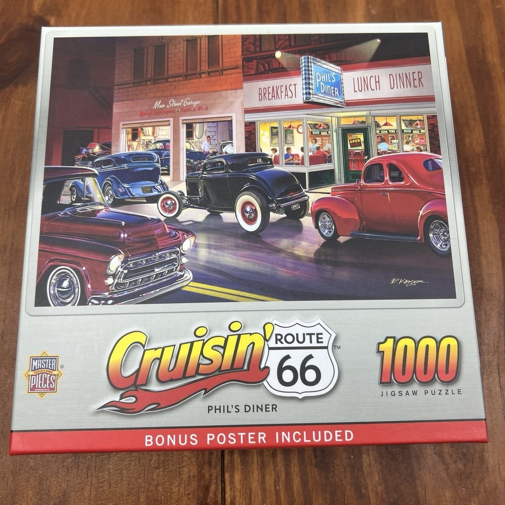 MasterPieces Cruisin Route 66 Phil's Diner 1000 Piece Puzzle With Poster